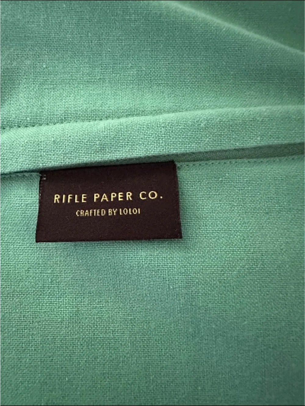 Rifle Paper x Loloi Collection Embroidered Green and White Throw Pillow Cover